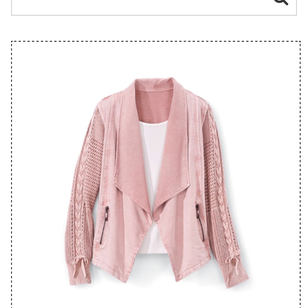 North Style Pink Draped-Front French Terry Jacket size M